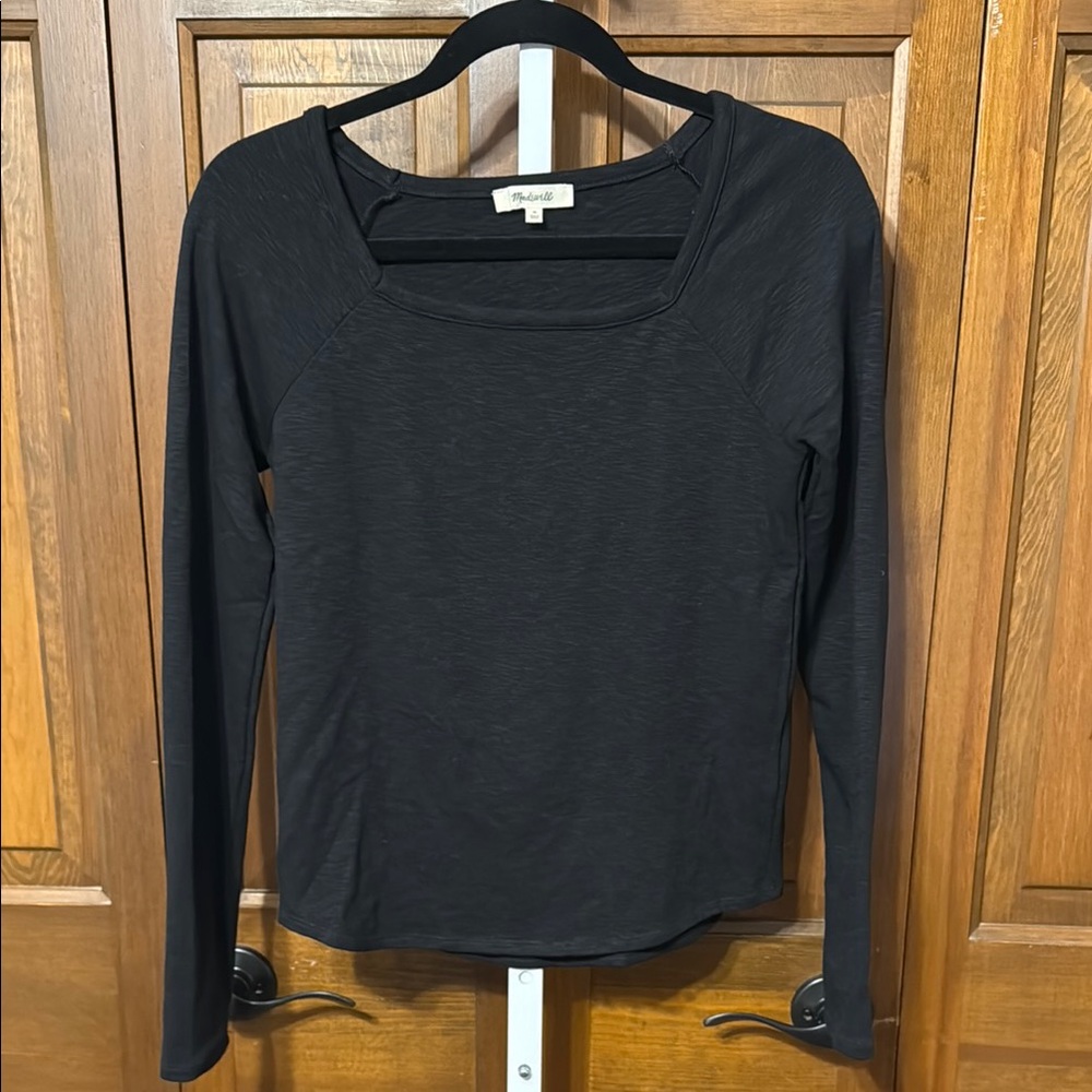 Madewell Black Square Neck Blouse